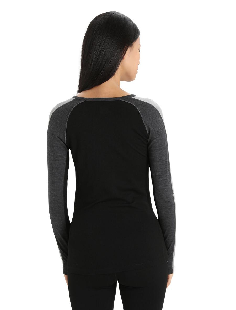 Jet Heather / Black Icebreaker 200 ZoneKnit™ Merino Long Sleeve Crewe Women's One Piece & Sets | AU 1806OKIR